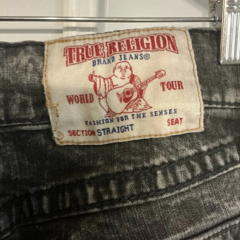 True Religion Men's Black Acid-Wash Slim Straight‎ Jeans size 30X31